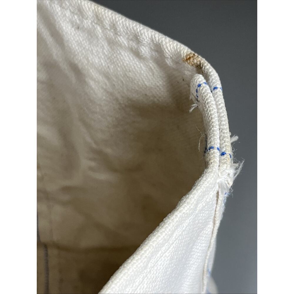Vintage LL Bean Boat Tote Canvas Bag Distressed Sawtooth Crinkle Tag Maine White - Picture 10 of 16